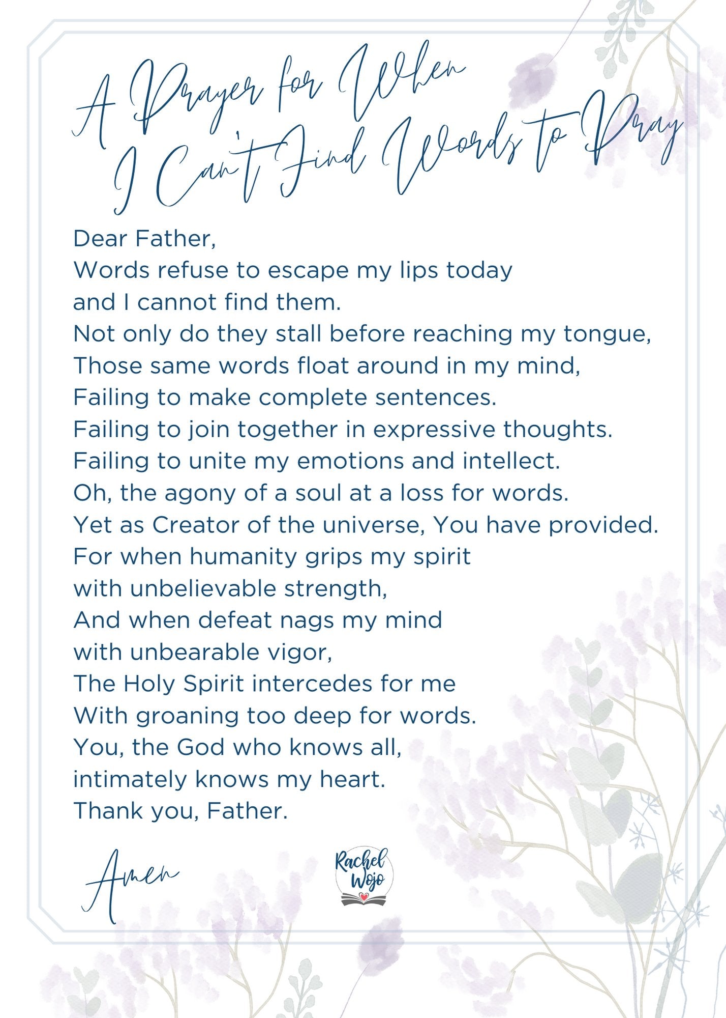 31 Days of Prayers for the Heart DIGITAL Prayer Cards - Rachel Wojo Shop