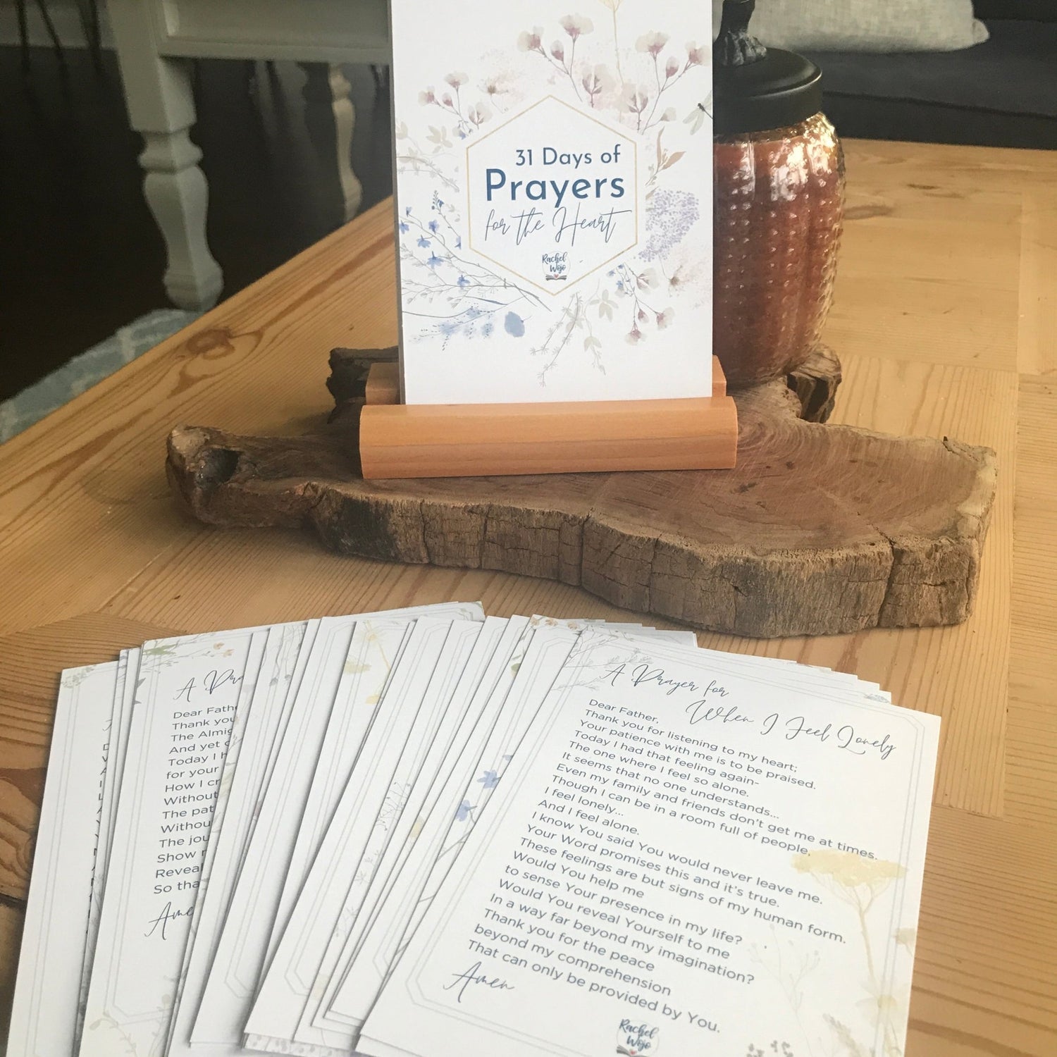 31 Days of Prayers for the Heart Prayer Cards with Display Stand - Rachel Wojo Shop